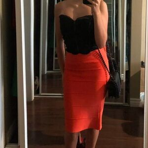 BCBG Orange fitted skirt for women